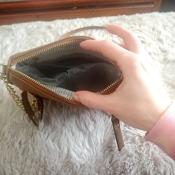 Brown Handbag Faux Suede Violet Ray New With Tags - Picture 6 of 8